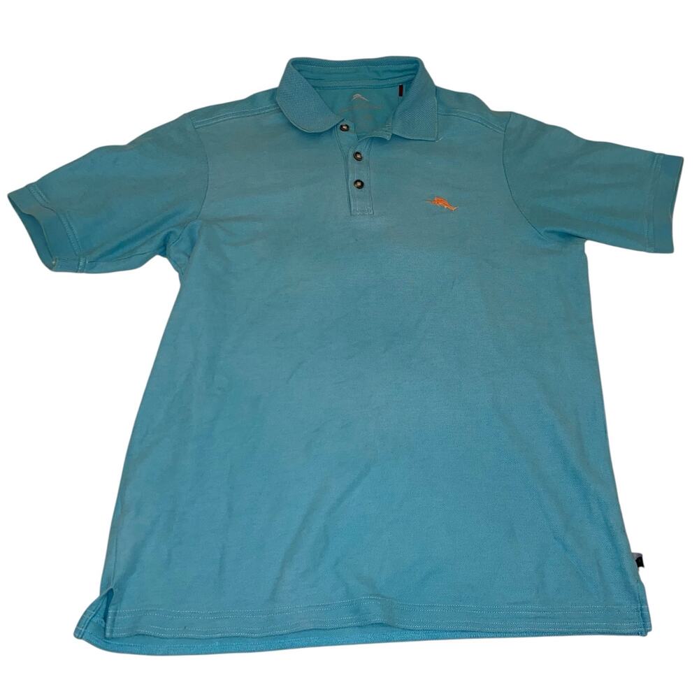 Men's Size Small Tommy Bahama Supima Cotton Blend Light Blue Polo Shirt Coastal
